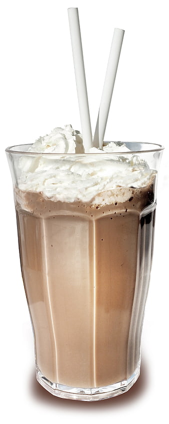 Chocolate Milkshake With Whipped Cream And Straws In Glass