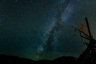 Milky Way Galaxy Over Silhouetted Desert Landscape at Night