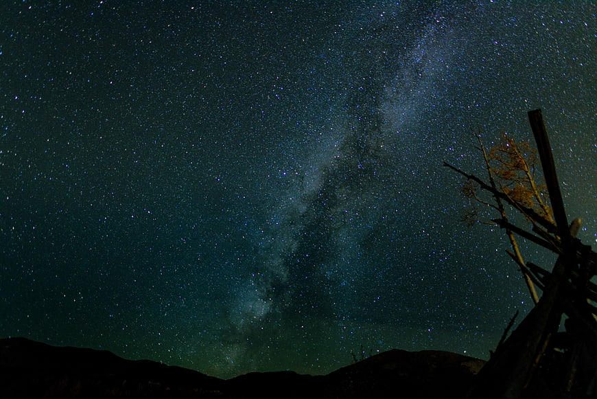 Milky Way Galaxy Over Silhouetted Desert Landscape at Night