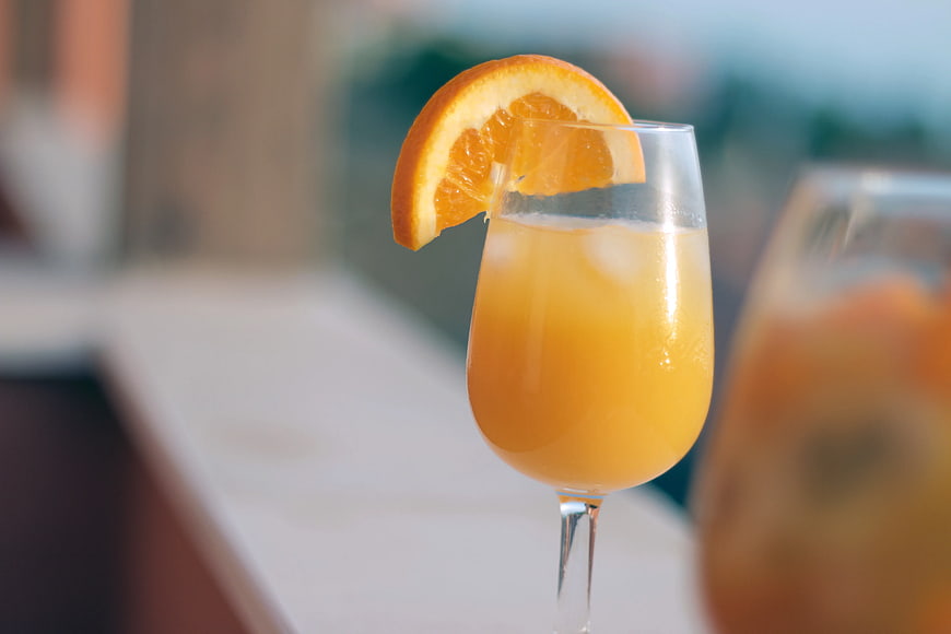 Fresh Orange Juice Cocktail in Glass with Garnish