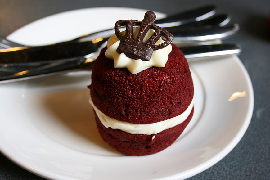 Red Velvet Scone with Cream Cheese and Chocolate Crown