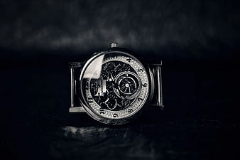 Luxury Skeleton Watch on Dark Background