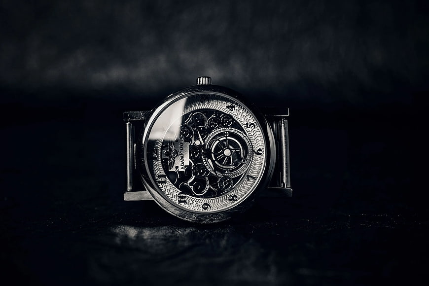 Luxury Skeleton Watch on Dark Background