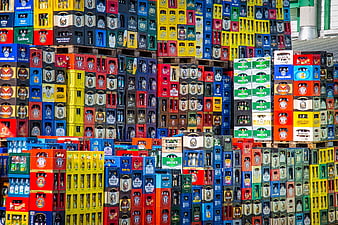 Colorful Stacked Beer Crates Wall Pattern
