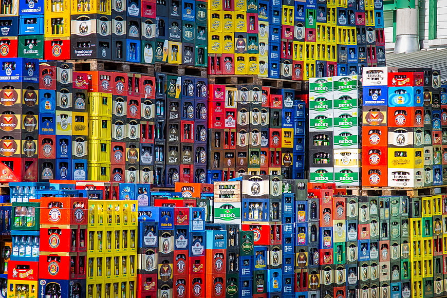 Colorful Stacked Beer Crates Wall Pattern
