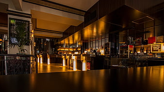 Modern Empty Bar Interior With Warm Lighting