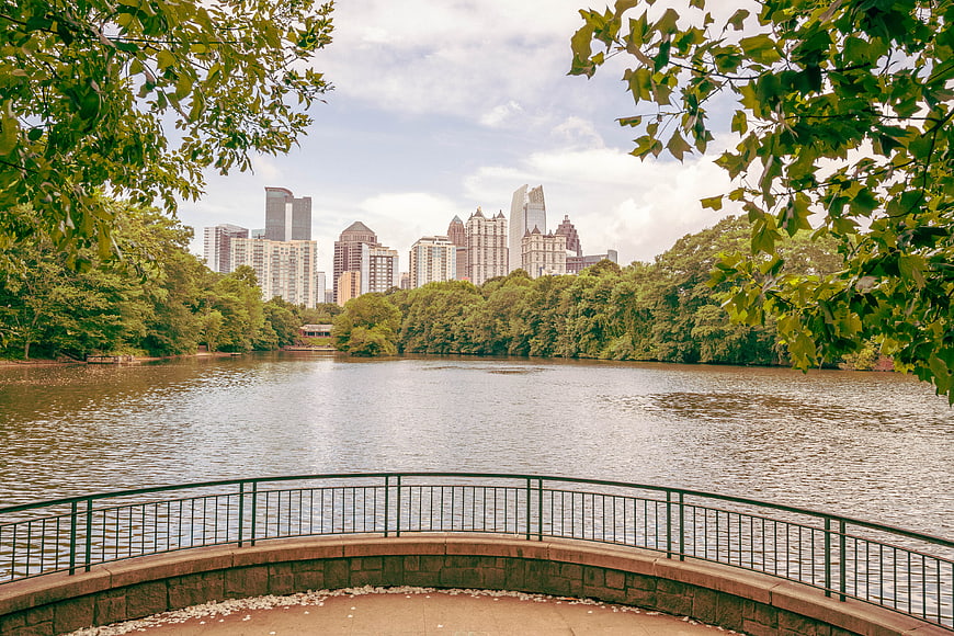 Atlanta Skyline View from Piedmont Park Lake