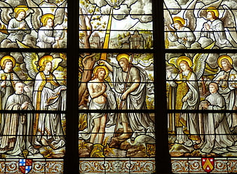 Stained Glass Window Depicting Baptism of Jesus