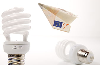CFL Bulb And Euro Banknote Concept For Energy Savings