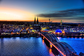 Cologne Cathedral and Hohenzollern Bridge at Dusk