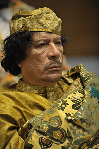 Portrait of Muammar Gaddafi in Traditional Gold Attire