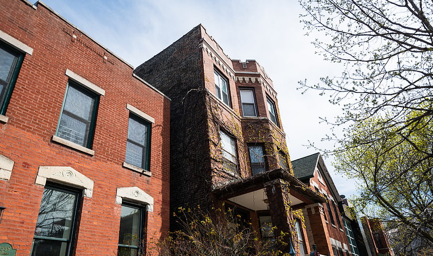 Low Angle View of Historic Red Brick Row Houses