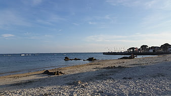 Carnac Beach Landscape With Marina And Boats In Brittany
