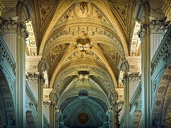 Ornate Gothic Cathedral Interior with Vaulted Ceilings