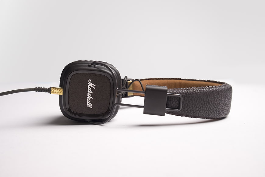 Black Marshall Headphones on White Background
