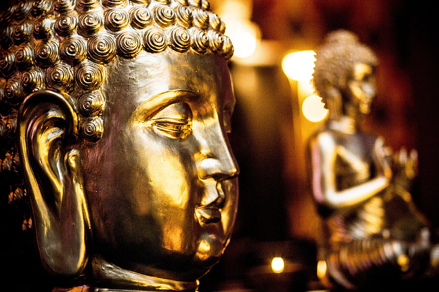 Close-up of Golden Buddha Statue in Serene Temple