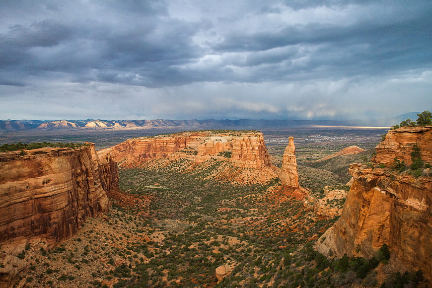 Dramatic Red Rock Canyon Landscape with Stormy Sky