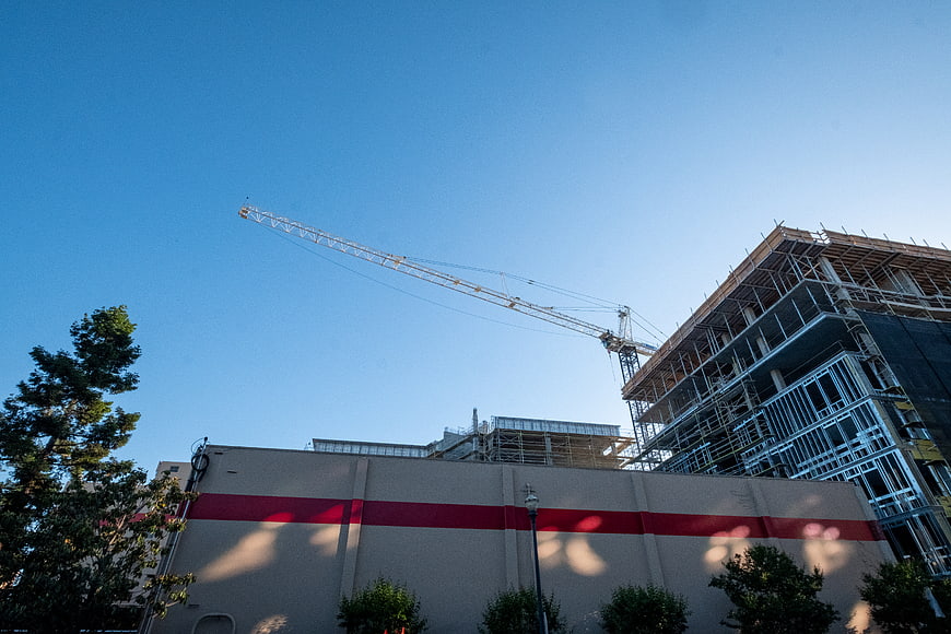 Construction Crane and Building Under Construction