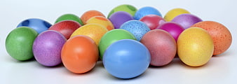 Colorful Easter Eggs on White Background