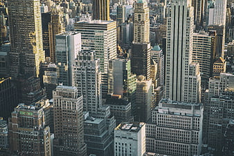 Aerial View of New York City Skyscrapers and Architecture