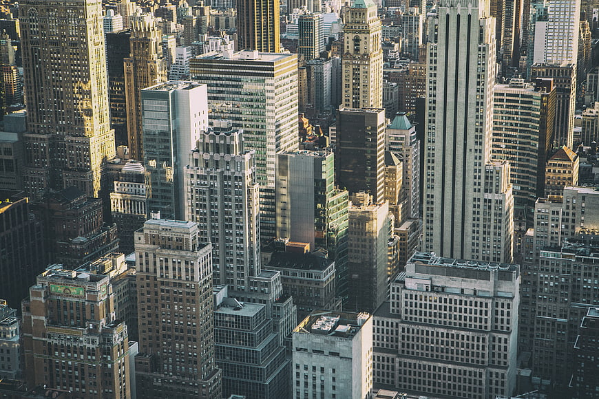 Aerial View of New York City Skyscrapers and Architecture