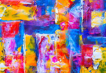 Vibrant Abstract Acrylic Paint Texture on Canvas