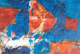 Abstract Blue and Orange Oil Painting Texture Close Up