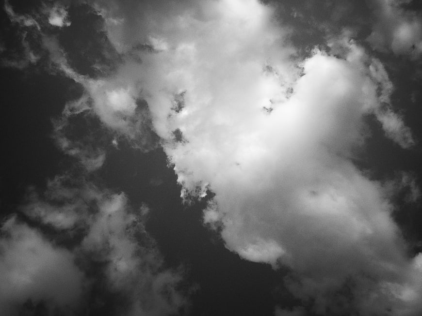 Dramatic Black and White Clouds in Dark Sky