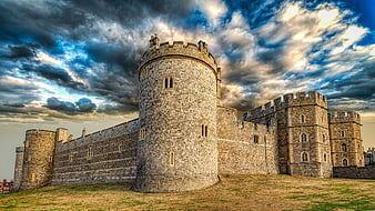 Windsor Castle Tower Under Dramatic Stormy Sky