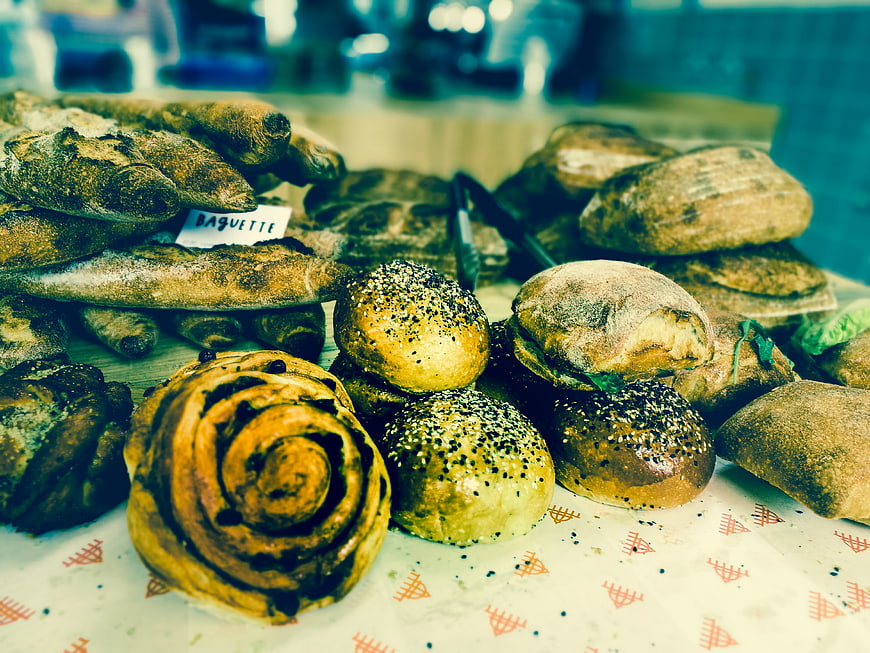 Artisanal Bread and Pastries Display at Bakery