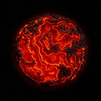 Fiery Molten Planet With Glowing Lava Surface In Deep Space