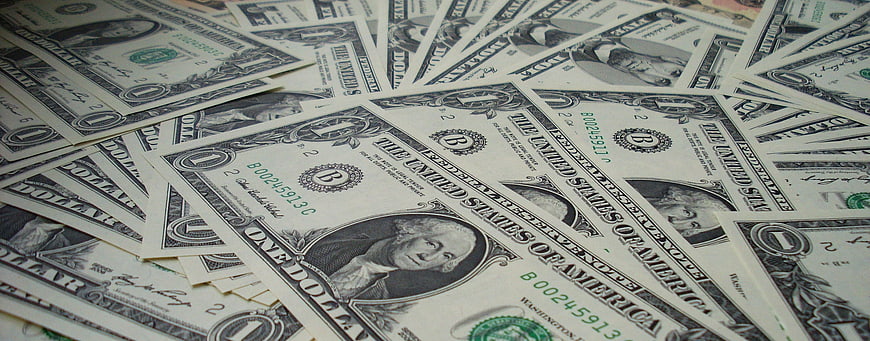 Scattered One Dollar Bills Background