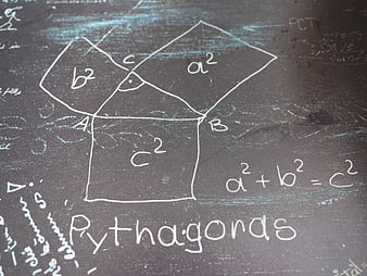 Pythagorean Theorem Diagram Drawn In White Chalk On Blackboard