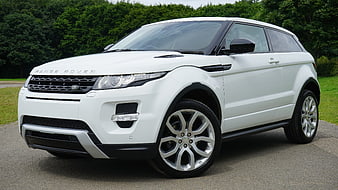 White Range Rover Evoque SUV Parked On Paved Surface