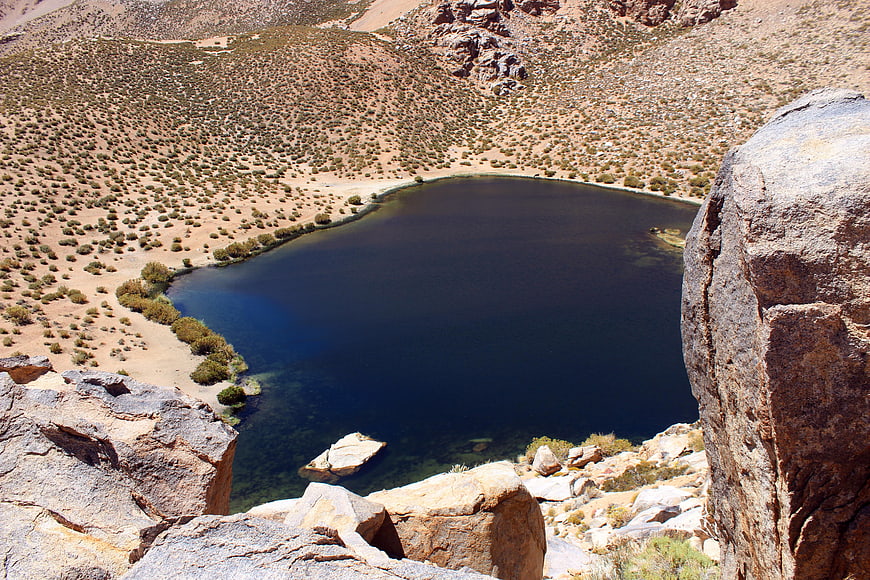 High angle view of Cochiguaz lagoon in Atacama Desert
