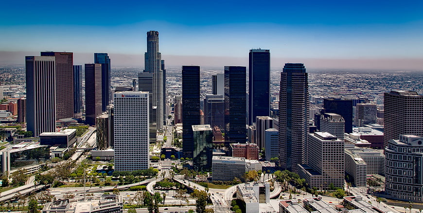 Downtown Los Angeles Skyline Panorama with Skyscrapers