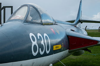 Close-up of vintage military jet cockpit and fuselage