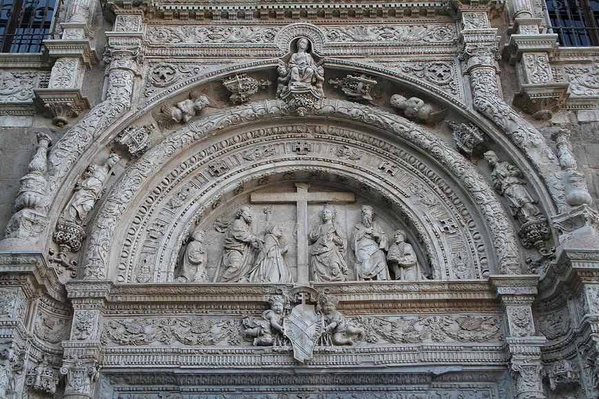 Detailed Baroque Stone Church Facade Sculpture