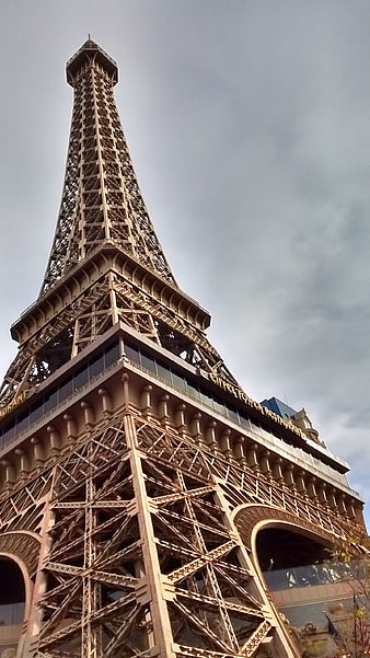 Low angle view of Eiffel Tower replica in Las Vegas