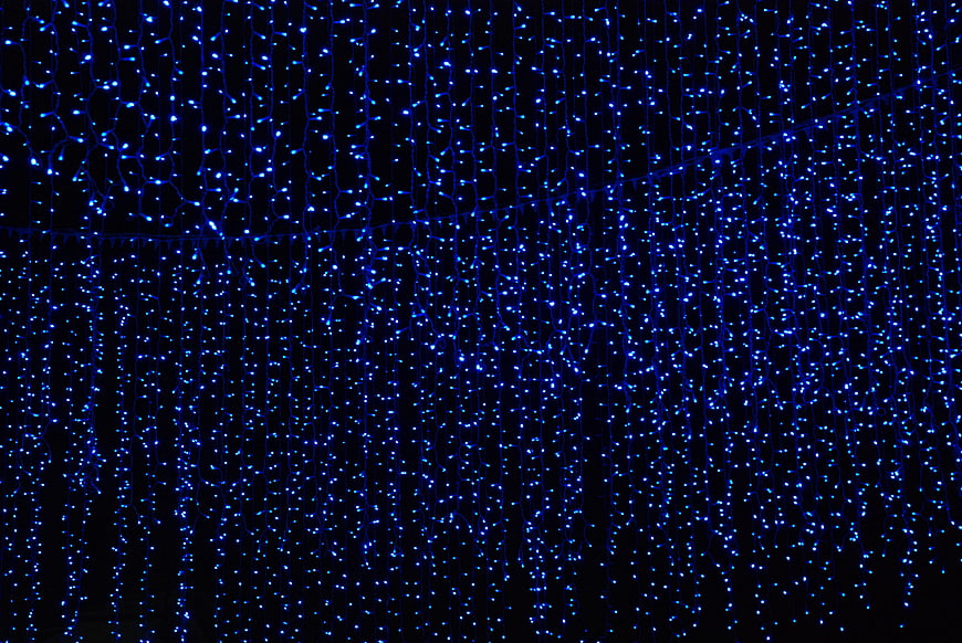 Blue LED curtain lights background pattern