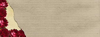 Vintage Paper Background With Red Roses And Torn Edge