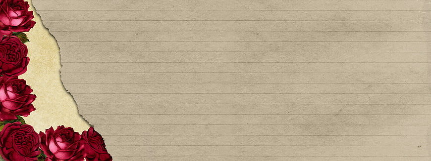 Vintage Paper Background With Red Roses And Torn Edge