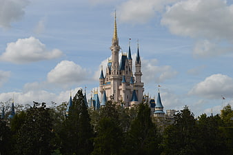Cinderella Castle at Magic Kingdom with Blue Spires