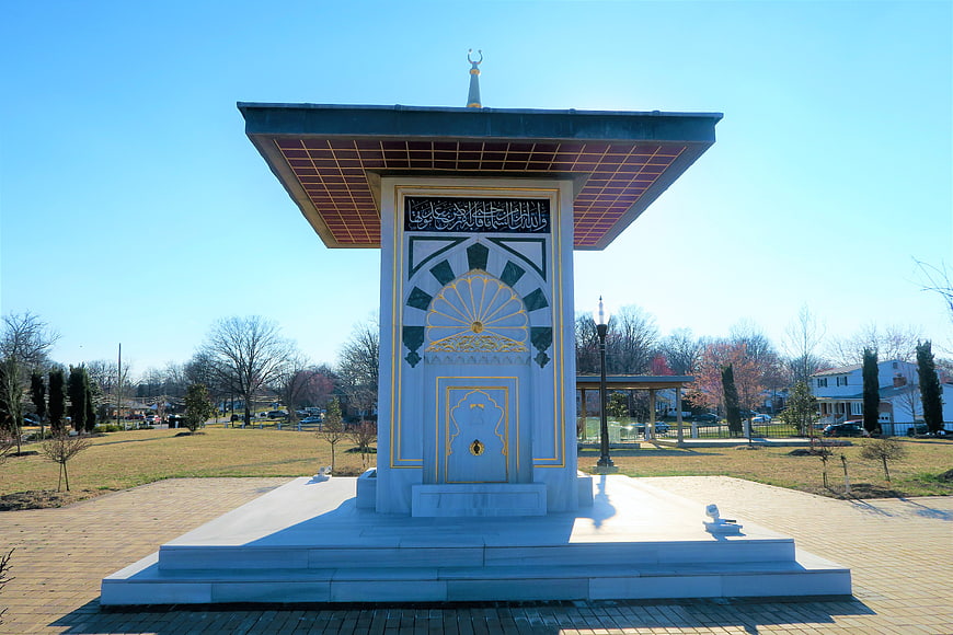 White marble Ottoman-style fountain in a park