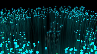 Abstract glowing blue fiber optic strands background