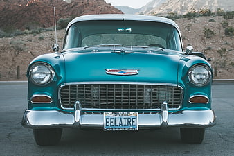 Front View of Classic Teal 1955 Chevrolet Bel Air