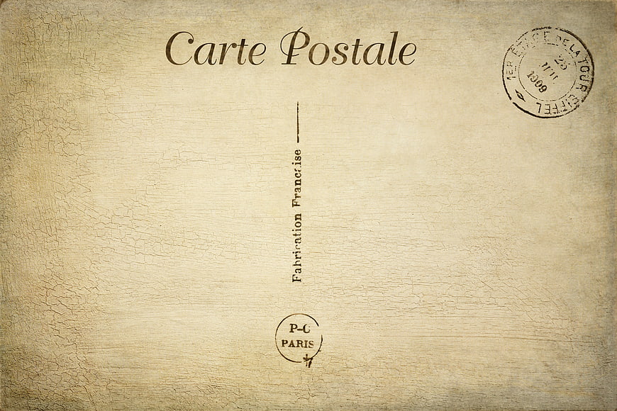 Vintage French Postcard Back with 1909 Postmark