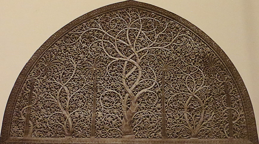 Ornate Islamic Arch with Intricate Tree of Life Carving
