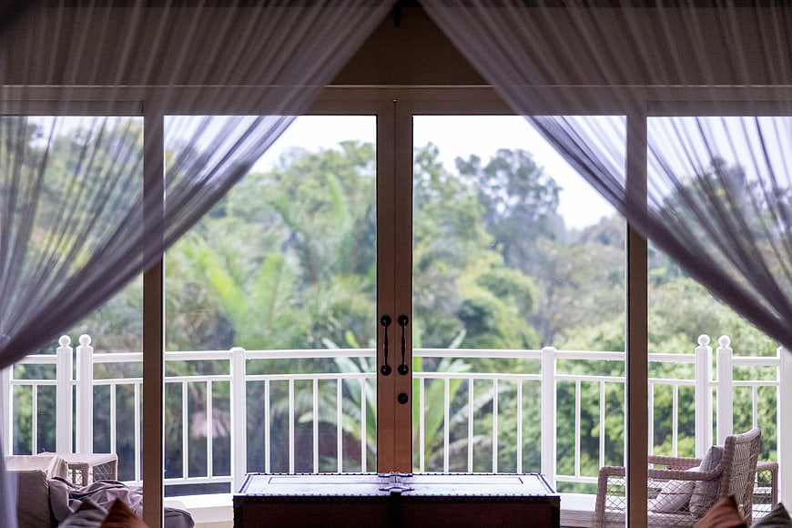 Luxury Interior with Balcony View of Tropical Jungle