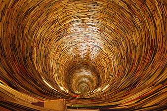 Abstract Tunnel Made of Stacked Books